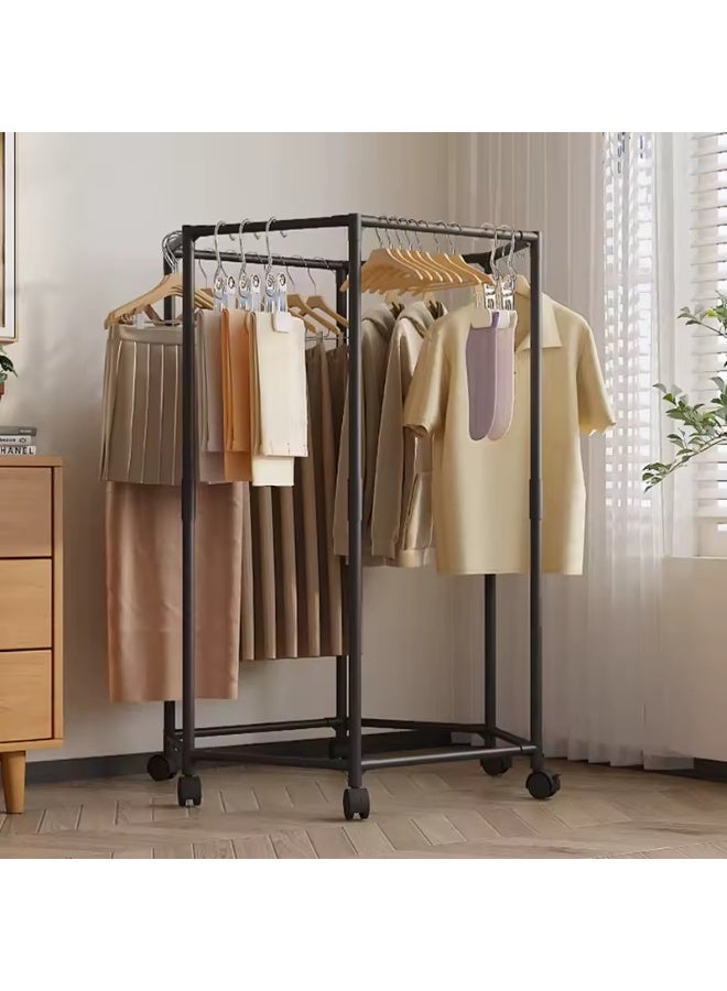 هابي هوم شماعة ملابس دوارة بعجلات 360° – رف ملابس محمول قائم بذاته بهيكل معدني متين 16 ملم بتصميم سداسي – تنظيم فعال وسهل الوصول لجميع الملابس في غرف النوم، الخزائن، والمنازل – تخزين متعدد الاستخدامات للمحلات والمنزل - Image 5